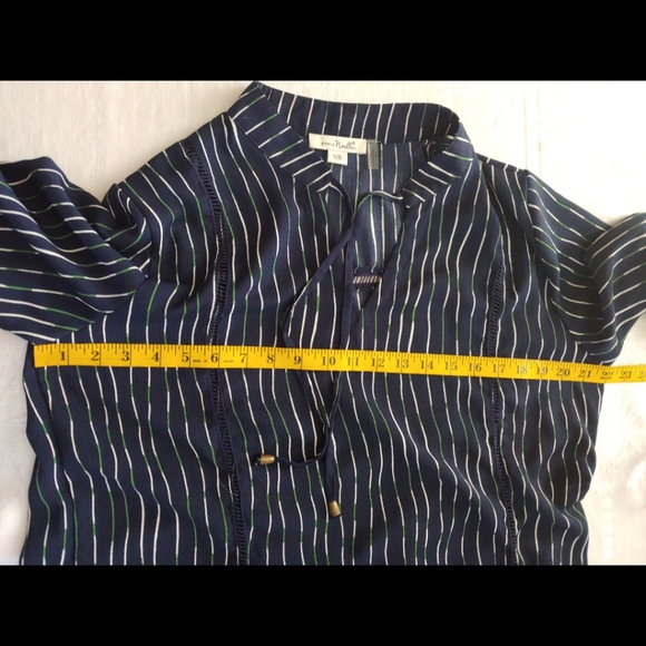 Simply Noelle Blue White Green Stripe Tunic Top /Cover Size L/XL 12-14 - Picture 5 of 9